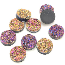 fuchia and gold colour sparkly cabochons