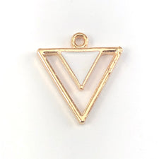 jewery charms that have a gold triangle with a white triangle inside of it
