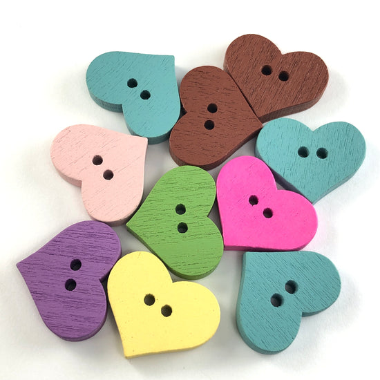 mixed colour heart shaped buttons