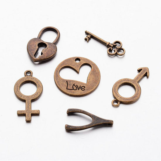 bronze jewelry charms that are valentines day themed