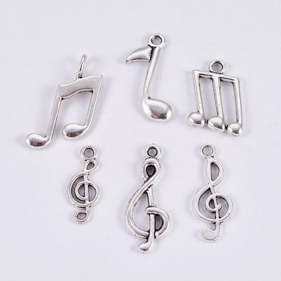 Musical Note Pendant Charm Theme Set, 27mm - 6 Pack