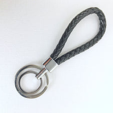 Black Key Chain With Silver Double Key Rings